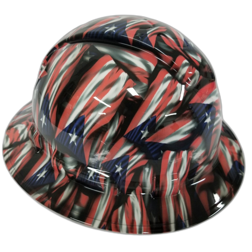 Puerto Rico Flag Design Custom Hydro Dipped Full Brim Hard Hat - Left Side View