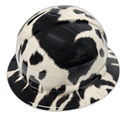 Black And White Cow Hide Custom Hydro Dipped Full Brim Hard Hat - Left Side View