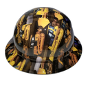 Bulldozer Heavy Equipment Custom Hydro Dipped Full Brim Hard Hat - Left Side View