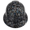 Forged Carbon Fiber Teal Blue Custom Hydro Dipped Full Brim Hard Hat - Left Side View