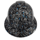 Forged Carbon Fiber Teal Blue Custom Hydro Dipped Full Brim Hard Hat - Left Side View