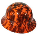 Hi Vis Orange California Sunset Custom Hydro Dipped Full Brim Hard Hat - Left Side View