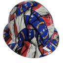 North Carolina State Flag Custom Hydro Dipped Full Brim Hard Hat - Left Side View