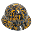 Orange Black And Blue Digital Camo Custom Hydro Dipped Full Brim Hard Hat - Left Side View