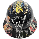 Heavy Metal Sticker Bomb Custom Hydro Dipped Full Brim Hard Hat - Left Side View