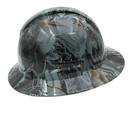 Bad Bones Club Grey Custom Hydro Dipped Full Brim Hard Hat - Left Side View