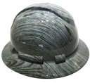 Driftwood Woodgrain Pattern Custom Hydro Dipped Full Brim Hard Hat - Left Side View