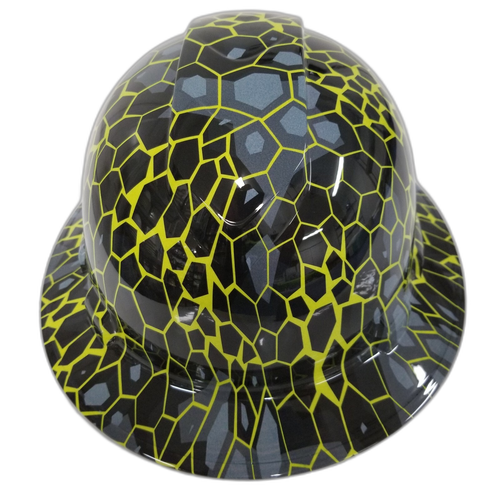 Hectick Camo Abstract Urban Design Custom Hydro Dipped Full Brim Hard Hat - Left Side View