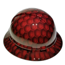 3D Red Hex Carbon Deep 3D Effects Custom Hydro Dipped Full Brim Hard Hat - Left Side View