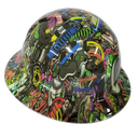 Tuner Sticker Bomb Turbo Nos Custom Hydro Dipped Full Brim Hard Hat - Left Side View