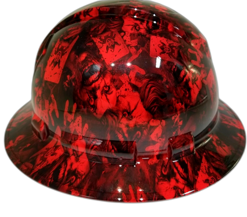 Candy Red Ha Ha Art Custom Hydro Dipped Full Brim Hard Hat - Left Side View
