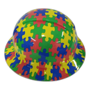 Autism Awareness Puzzle Pieces Custom Hydro Dipped Full Brim Hard Hat - Left Side View