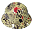 Alchemy Occult Wiccan Pentagram Custom Hydro Dipped Full Brim Hard Hat - Left Side View