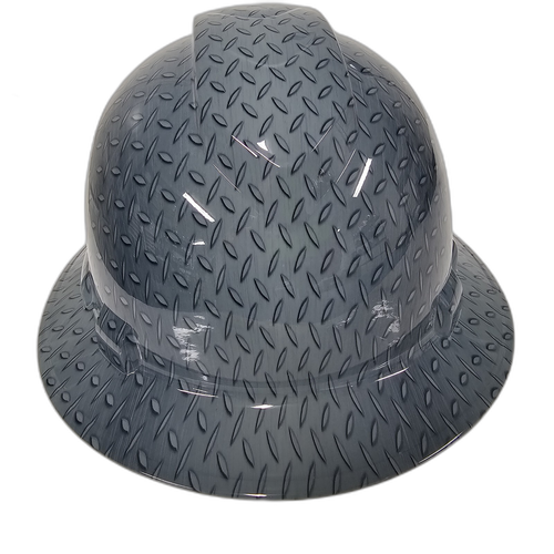 Diamond Plate Custom Hydro Dipped Full Brim Hard Hat - Left Side View