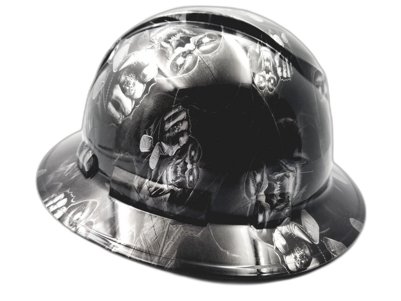 Grim Reaper Skull Dog Tags hard hat left side view