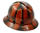 Red Boa Snake Skin Anaconda Custom Hydro Dipped Full Brim Hard Hat - Left Side View