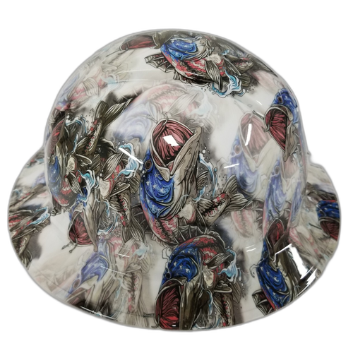 American Bass Fisherman USA Proud Custom Hydro Dipped Full Brim Hard Hat - Left Side View
