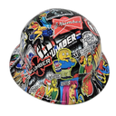 Plumbers Sticker Bomb Custom Hydro Dipped Full Brim Hard Hat - Left Side View