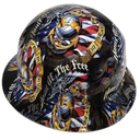 Home Of The Free Because Of The Brave Custom Hydro Dipped Full Brim Hard Hat - Left Side View