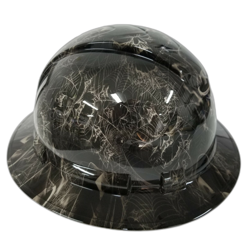 Gothic Skull Spider Web hard hat left side view