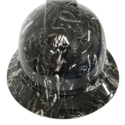 Chained Gods Skulls Chains Custom Hydro Dipped Full Brim Hard Hat - Left Side View