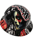 Laugh Now Cry Later Hardcore American Custom Hydro Dipped Full Brim Hard Hat - Left Side View