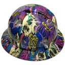 Have A Nice Trip Mushrooms Skulls Custom Hydro Dipped Full Brim Hard Hat - Left Side View