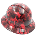 Red Melting Skull Evil Custom Hydro Dipped Full Brim Hard Hat - Left Side View