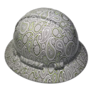Green Pinstripe Paisleys Custom Hydro Dipped Full Brim Hard Hat - Left Side View