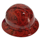 True Red Bandana Print Color Custom Hydro Dipped Full Brim Hard Hat - Left Side View