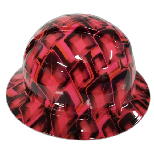 Hot Pink Hollywood Flash Cubes Custom Hydro Dipped Full Brim Hard Hat - Left Side View