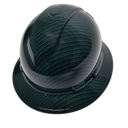 Dark Green Carbon Fiber Custom Hydro Dipped Full Brim Hard Hat - Left Side View
