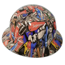 Sticker Bomb Custom Hydro Dipped Full Brim Hard Hat - Left Side View