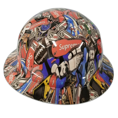 Sticker Bomb Custom Hydro Dipped Full Brim Hard Hat - Left Side View