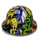 Graffiti Angry Baseball Custom Hydro Dipped Full Brim Hard Hat - Left Side View