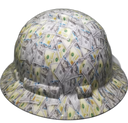 Big Face Hundred Dollar Bills Custom Hydro Dipped Full Brim Hard Hat - Left Side View