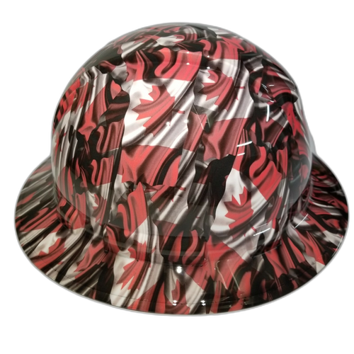 The Canadian Flag Custom Hydro Dipped Full Brim Hard Hat - Left Side View