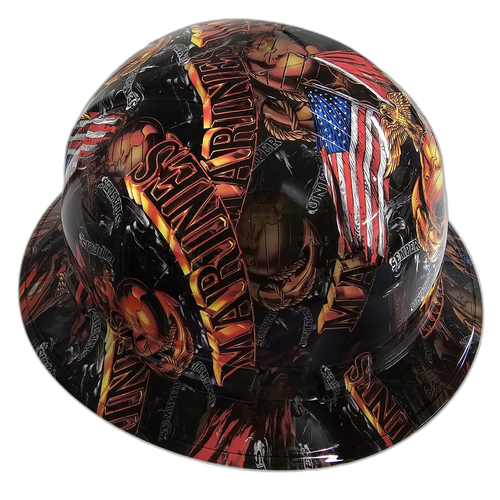 Marines Semper Fi Custom Hydro Dipped Full Brim Hard Hat - Left Side View