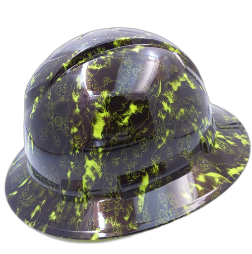 Proveil Reaper Z Camo Lime Custom Hydro Dipped Full Brim Hard Hat - Left Side View