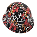 Red Daisey Leopard Beebop Custom Hydro Dipped Full Brim Hard Hat - Left Side View