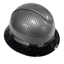 Blacked Out Silver Carbon Fiber Custom Hydro Dipped Full Brim Hard Hat - Left Side View
