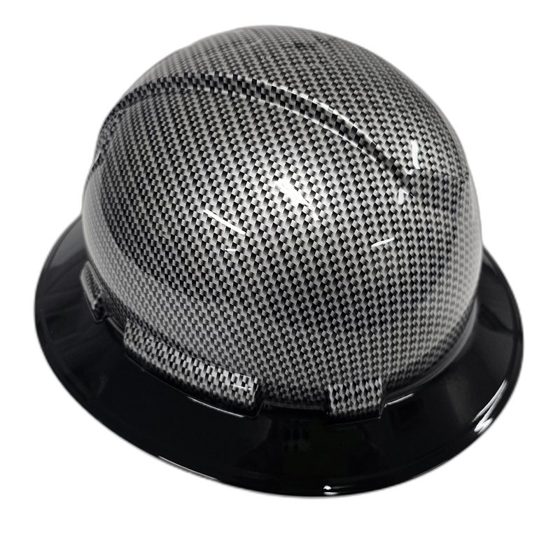 Silver Black Carbon Fiber hard hat left side view