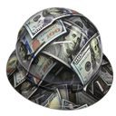 Big Money Grip Benjamin's 100's Custom Hydro Dipped Full Brim Hard Hat - Left Side View