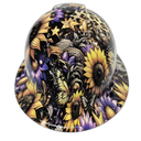 Country Girl Living Sunflower Custom Hydro Dipped Full Brim Hard Hat - Left Side View