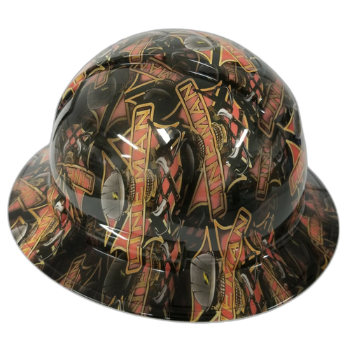 Lineman Electrical Design Custom Hydro Dipped Full Brim Hard Hat - Left Side View