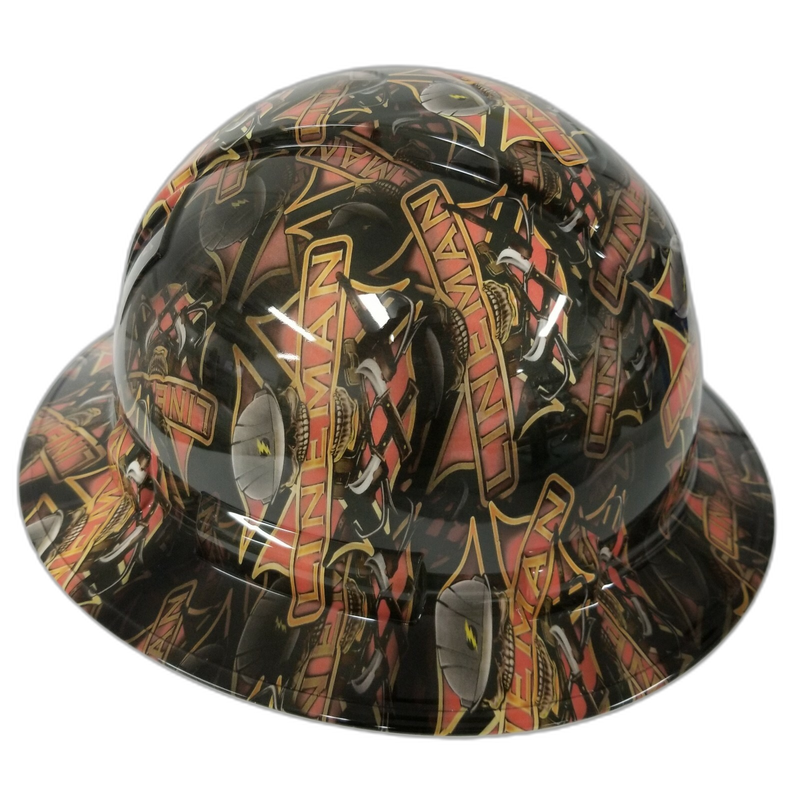 Lineman Lightning Bolt Skull hard hat left side view