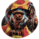Pepperoni Pizza And The Cheesest Band Custom Hydro Dipped Full Brim Hard Hat - Left Side View