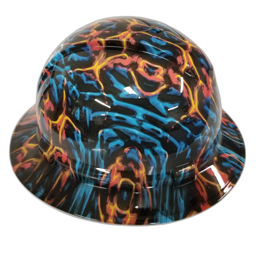 Fire And Ice Color Custom Hydro Dipped Full Brim Hard Hat - Left Side View