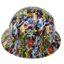 Cartoon Sticker Bomb Custom Hydro Dipped Full Brim Hard Hat - Left Side View