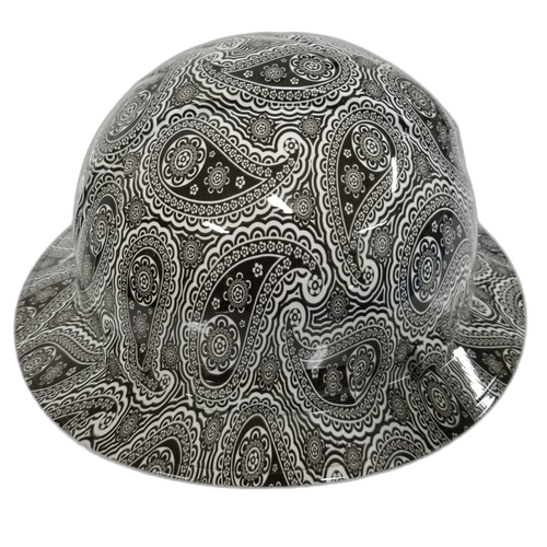 Black And White Bandanna Custom Hydro Dipped Full Brim Hard Hat - Left Side View